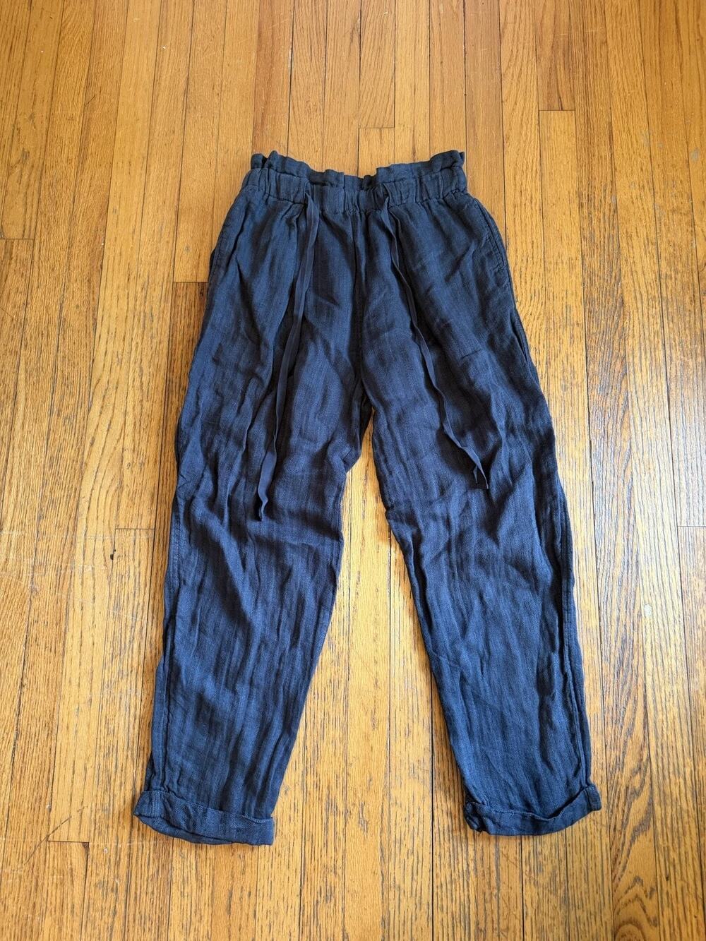 Free People Pants Womens XS Black Elastic Waist Tapered Leg